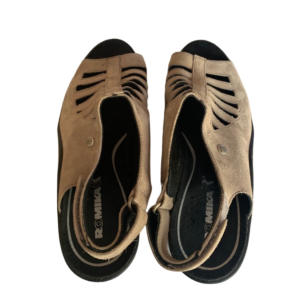 ROMOKA Mokassetta 287 Woman’s Platform Dress Sandal Taupe Size 39 EURO 8-8.5 US - Picture 4 of 13